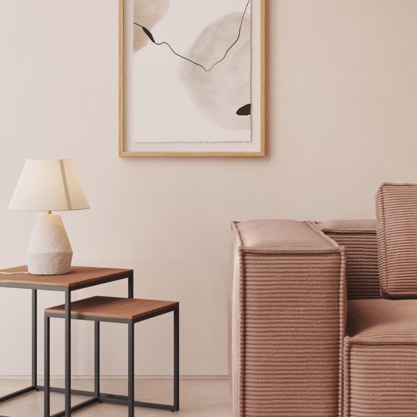 Set dvou ořechových odkládacích stolků Kave Home Yoana 35x35/ 45x45 cm