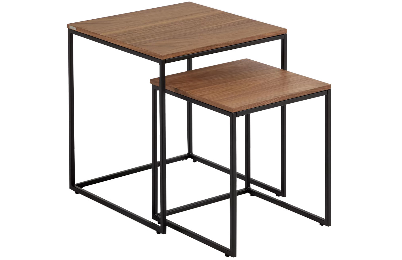 Set dvou ořechov&yacute;ch odkl&aacute;dac&iacute;ch stolků Kave Home Yoana 35x35/ 45x45 cm