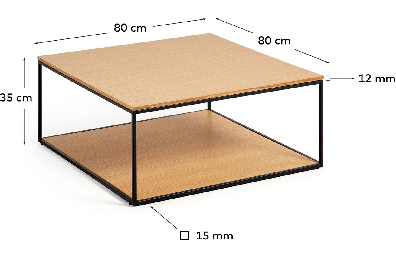 Dubový konferenční stolek Kave Home Yoana 80 x 80 cm
