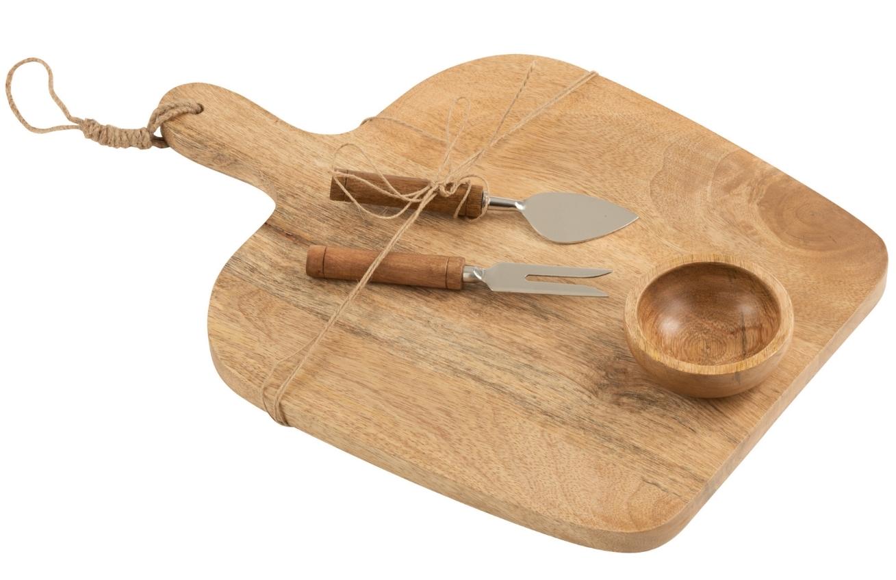 Dřevěná sada na servírování J-Line Caseum 41,5 x 30,5 cm