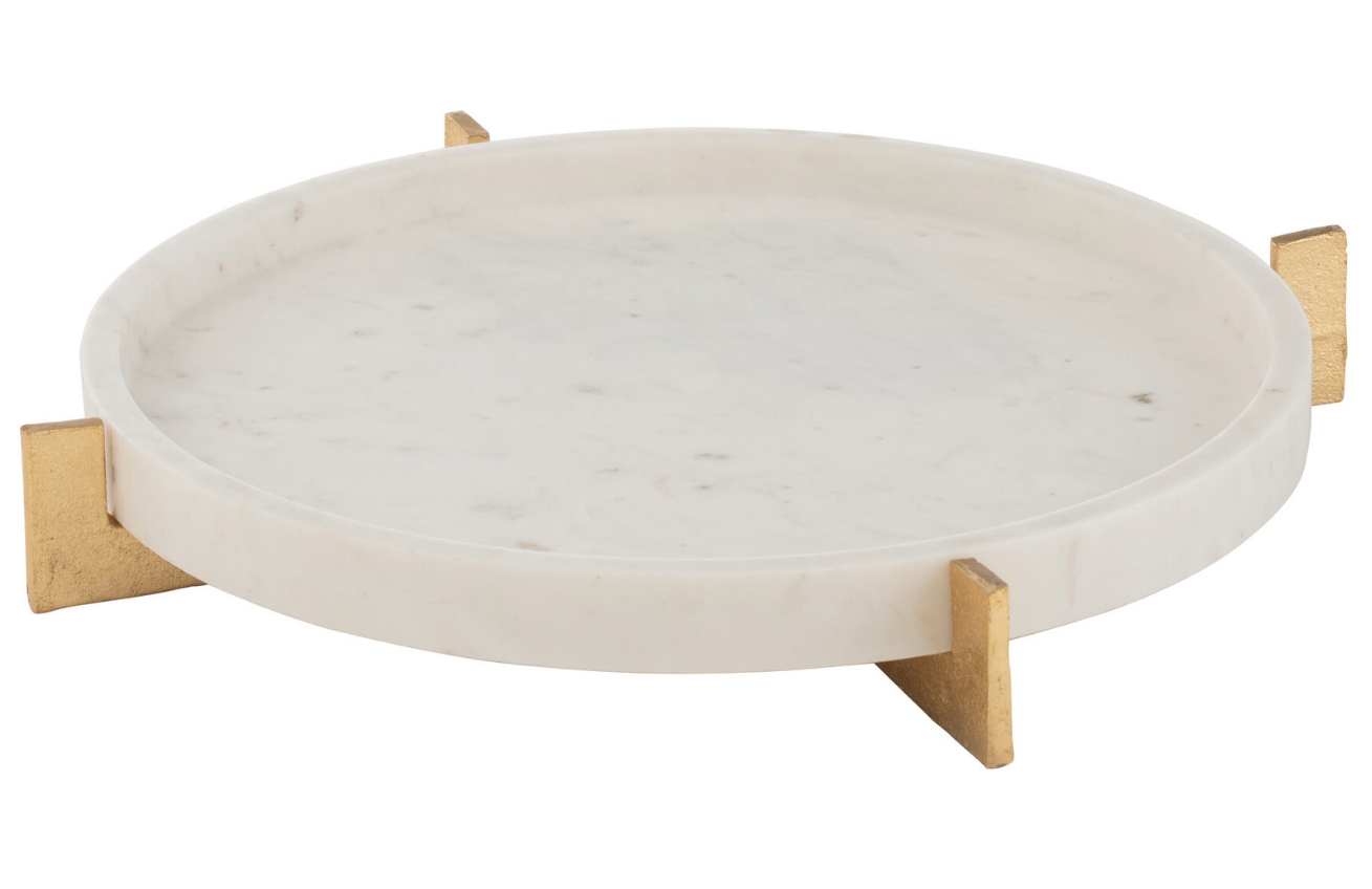 Bílý mramorový podnos J-Line Marley 43,5 cm