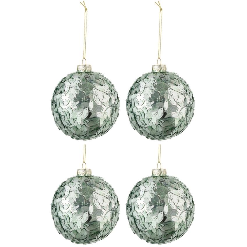 Set čtyř zelených skleněných vánočních ozdob J-line Grien 10,5 cm