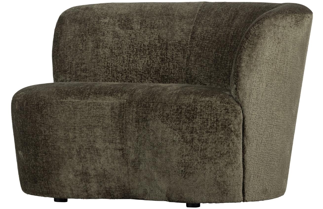 WOOOD Tmavě zelené látkové lounge křeslo Stania 112 cm, pravé