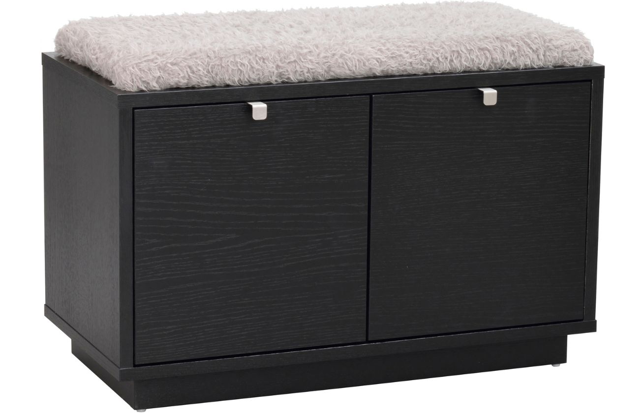 Čern&aacute; dubov&aacute; lavice ROWICO CONFETTI 70 cm s &uacute;ložn&yacute;m prostorem