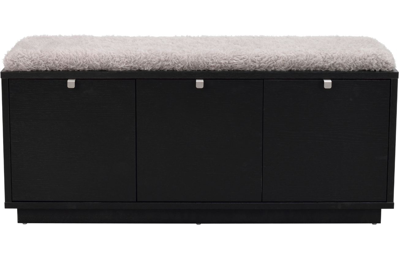 Černá dubová lavice ROWICO CONFETTI 106 cm s úložným prostorem