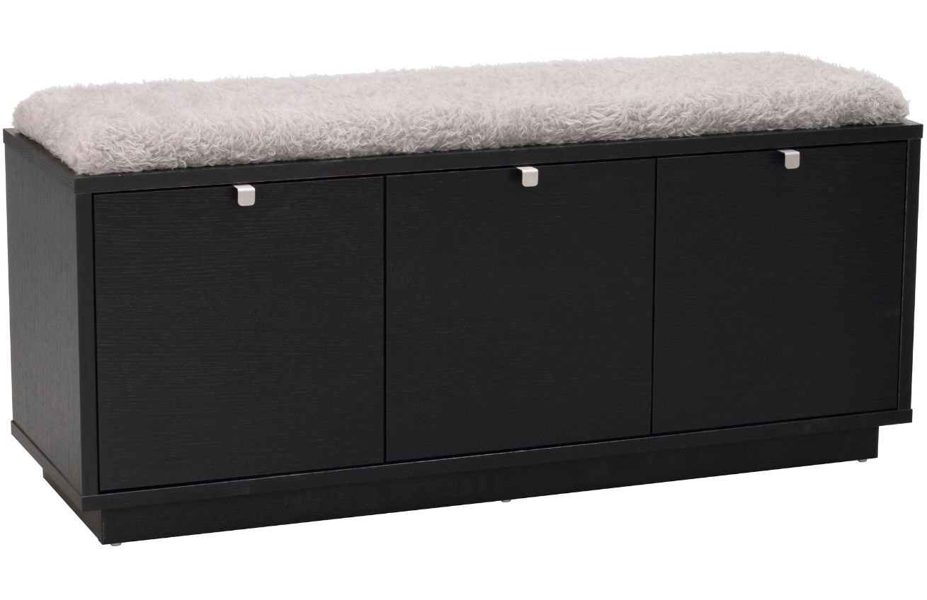 Čern&aacute; dubov&aacute; lavice ROWICO CONFETTI 106 cm s &uacute;ložn&yacute;m prostorem