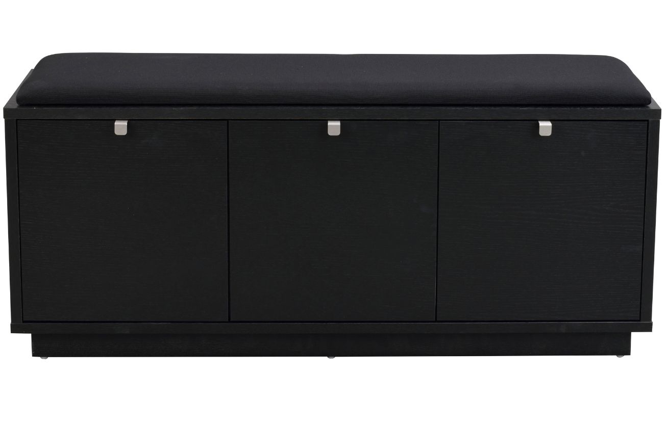 Černá dubová lavice ROWICO CONFETTI II. 106 cm s úložným prostorem