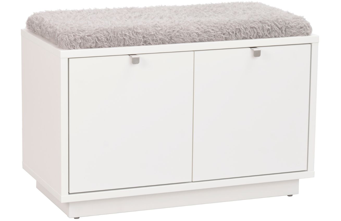 B&iacute;l&aacute; lakovan&aacute; lavice ROWICO CONFETTI 70 cm s &uacute;ložn&yacute;m prostorem