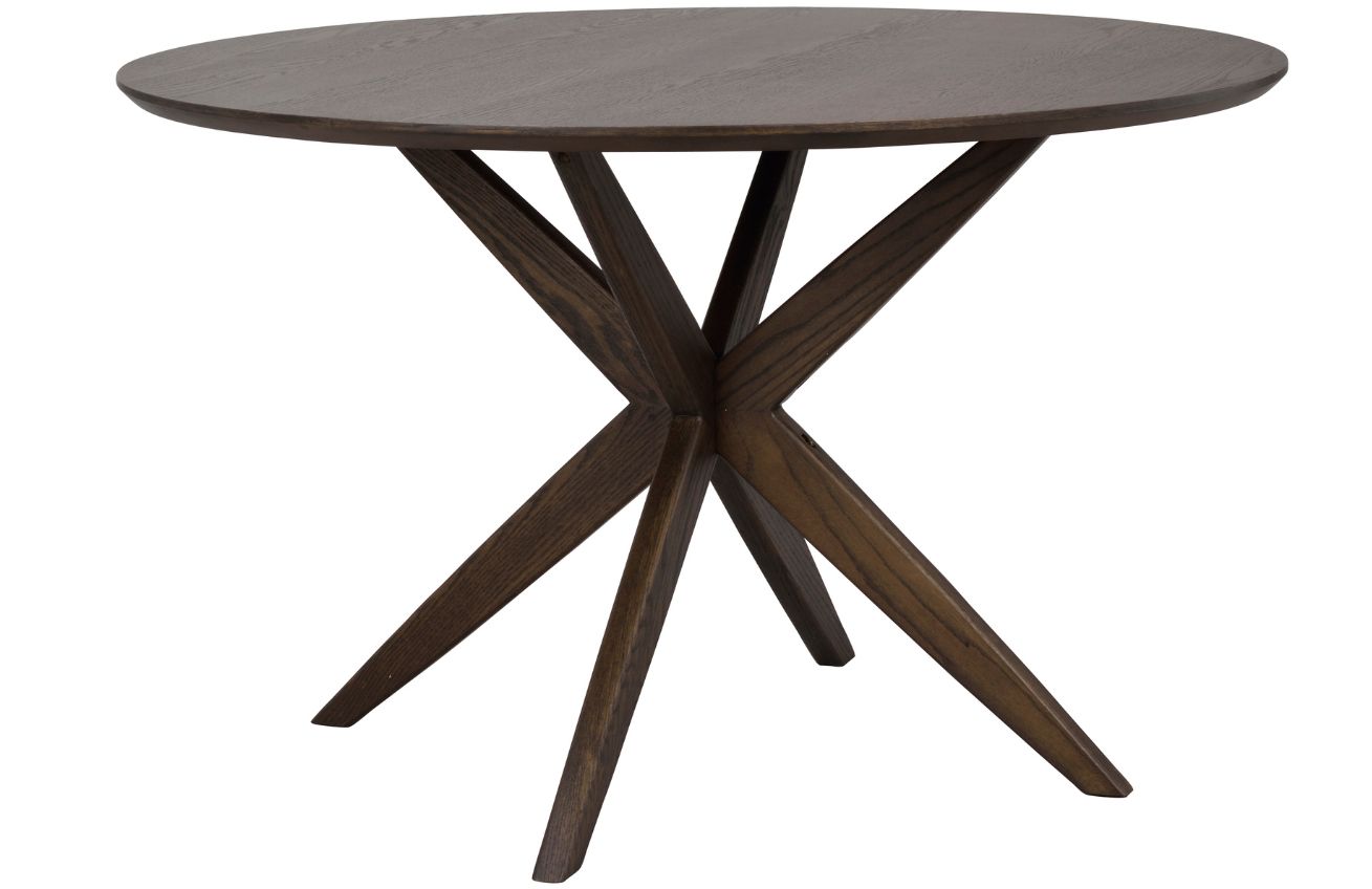 Tmavě hněd&yacute; dubov&yacute; j&iacute;deln&iacute; stůl ROWICO CALVERTON 120 cm