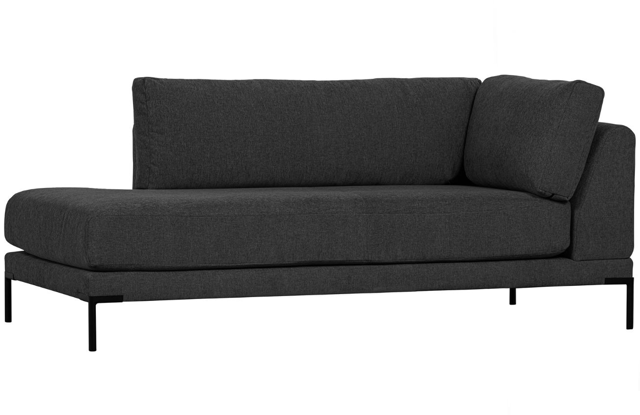 WOOOD Tmavě šedá látková lenoška Coulee 200 cm, levá