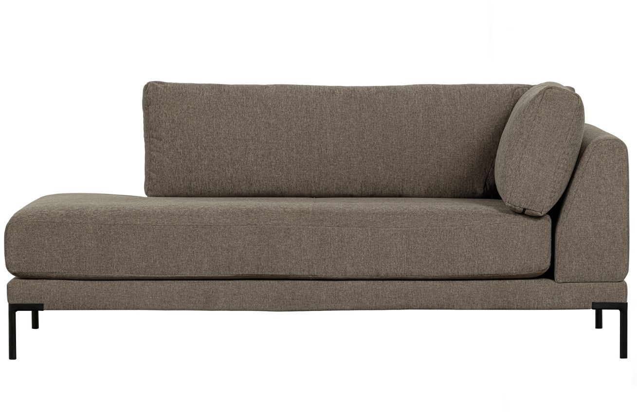 WOOOD Šedo hnědá látková lenoška Coulee 200 cm, levá