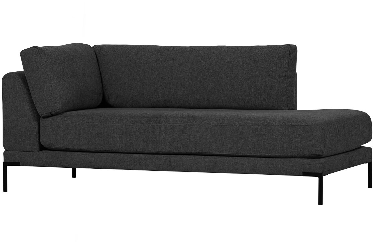 WOOOD Tmavě šedá látková lenoška Coulee 200 cm, pravá