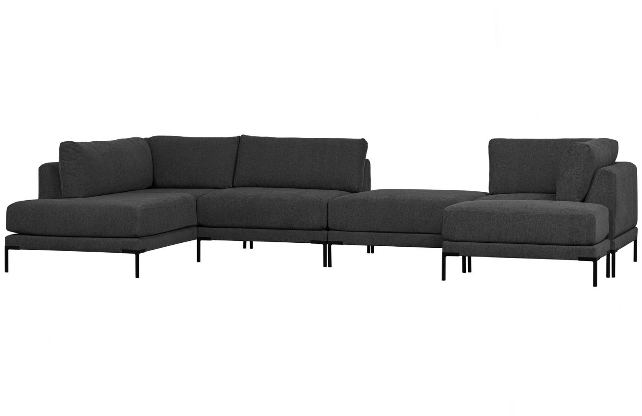 WOOOD Tmavě šedý látkový středový modul Coulee 100 x 100 cm