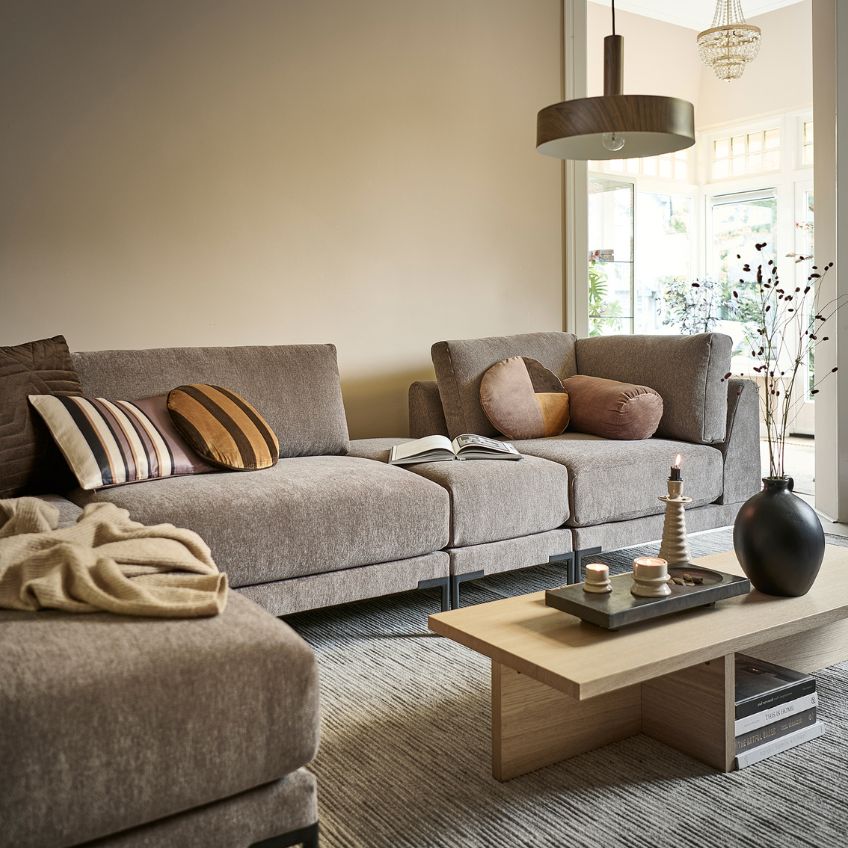 WOOOD Šedo hnědý látkový středový modul Coulee 100 x 100 cm