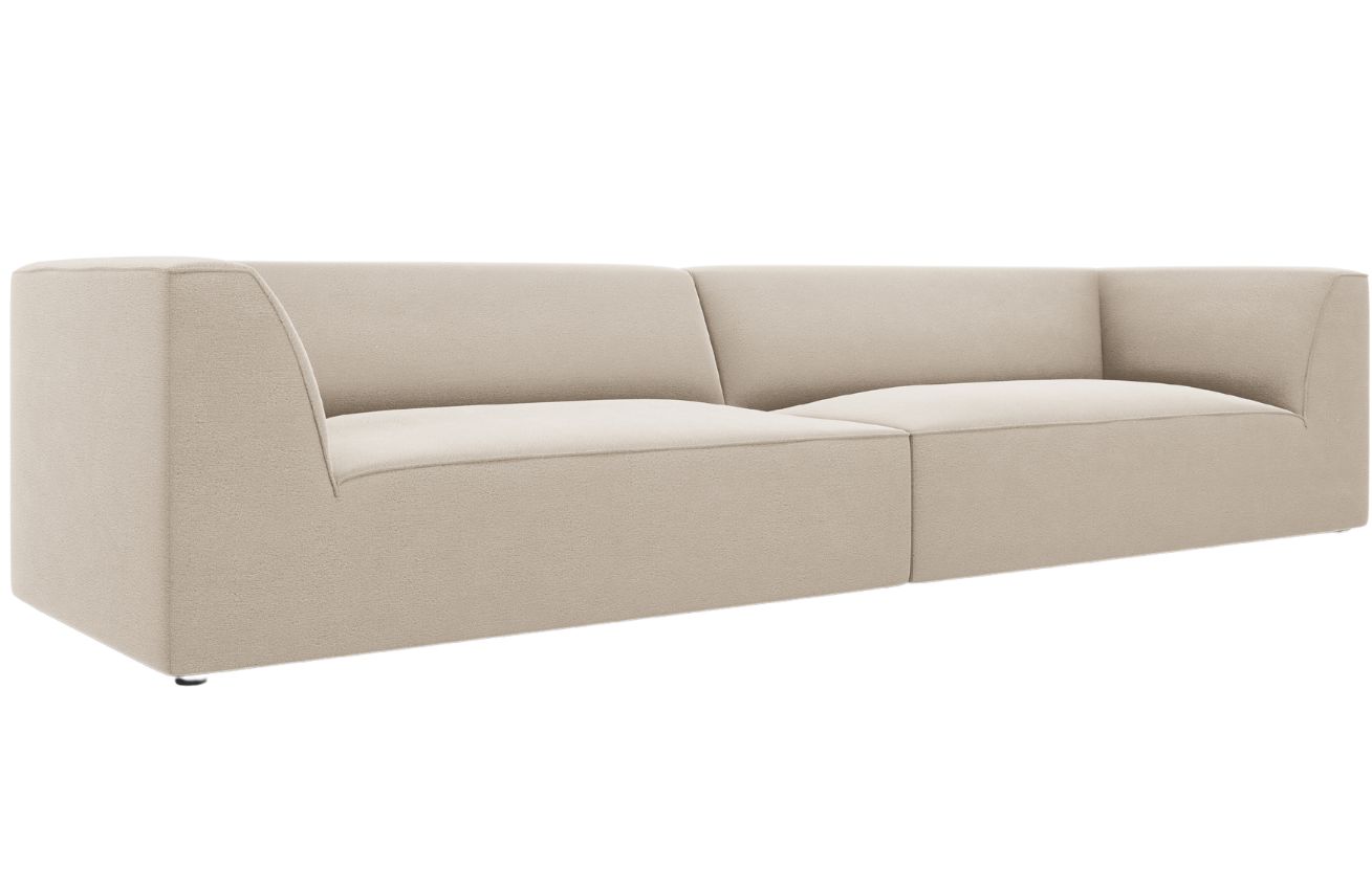 B&eacute;žov&aacute; sametov&aacute; čtyřm&iacute;stn&aacute; pohovka MICADONI Ruby 302 cm