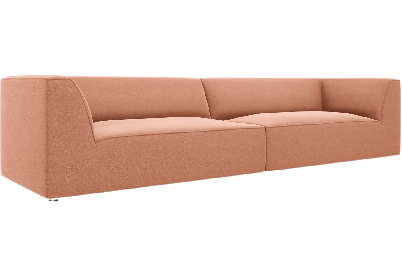 Růžov&aacute; sametov&aacute; čtyřm&iacute;stn&aacute; pohovka MICADONI Ruby 302 cm