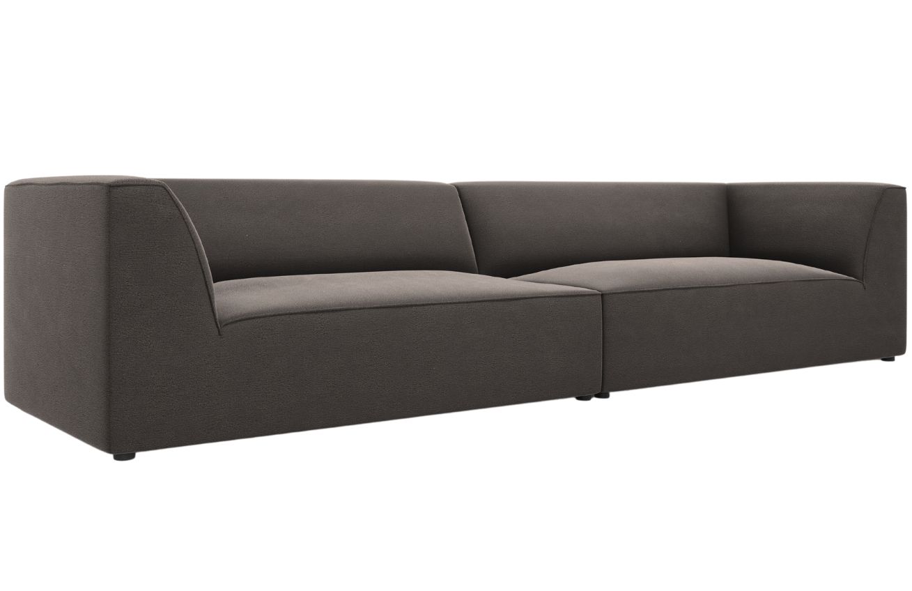 Tmavě &scaron;ed&aacute; sametov&aacute; čtyřm&iacute;stn&aacute; pohovka MICADONI Ruby 302 cm