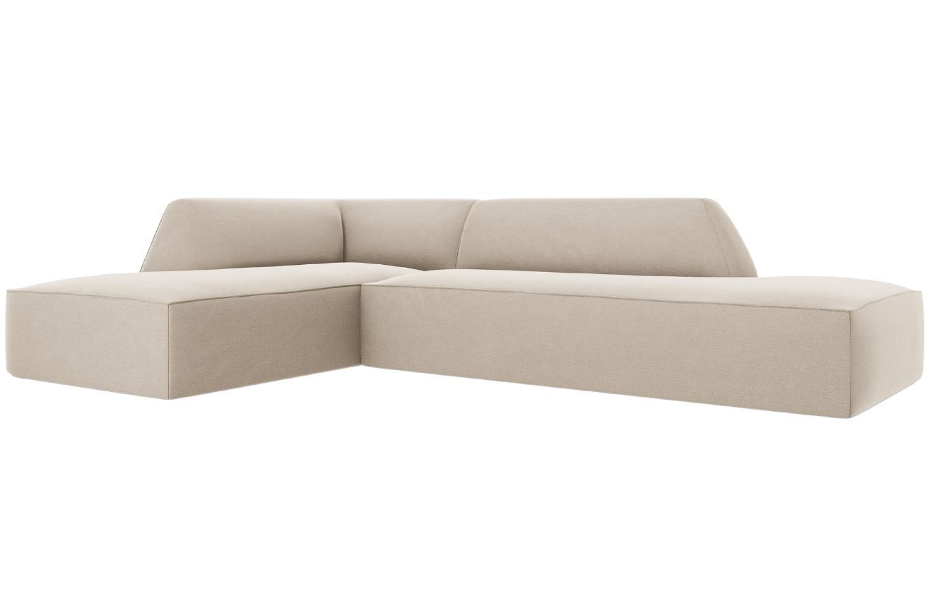 B&eacute;žov&aacute; sametov&aacute; rohov&aacute; pohovka MICADONI Ruby 273 cm, lev&aacute;