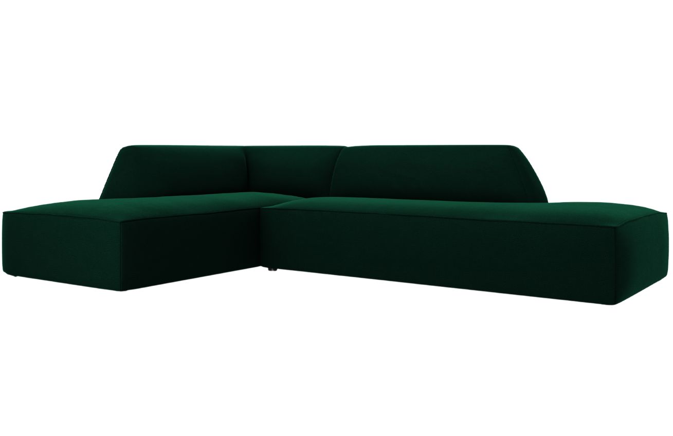 Zelen&aacute; sametov&aacute; rohov&aacute; pohovka MICADONI Ruby 273 cm, lev&aacute;