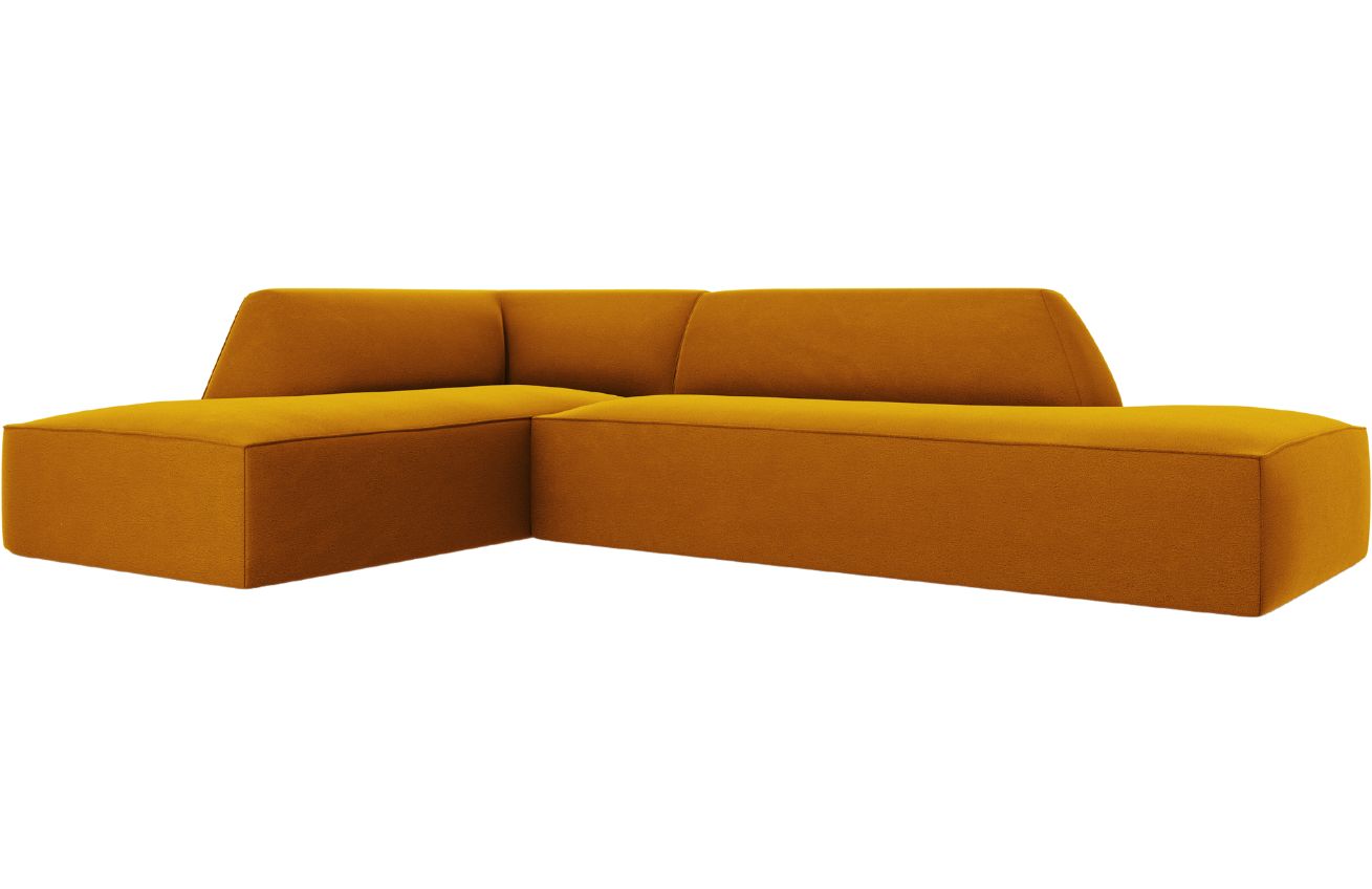 Žlut&aacute; sametov&aacute; rohov&aacute; pohovka MICADONI Ruby 273 cm, lev&aacute;