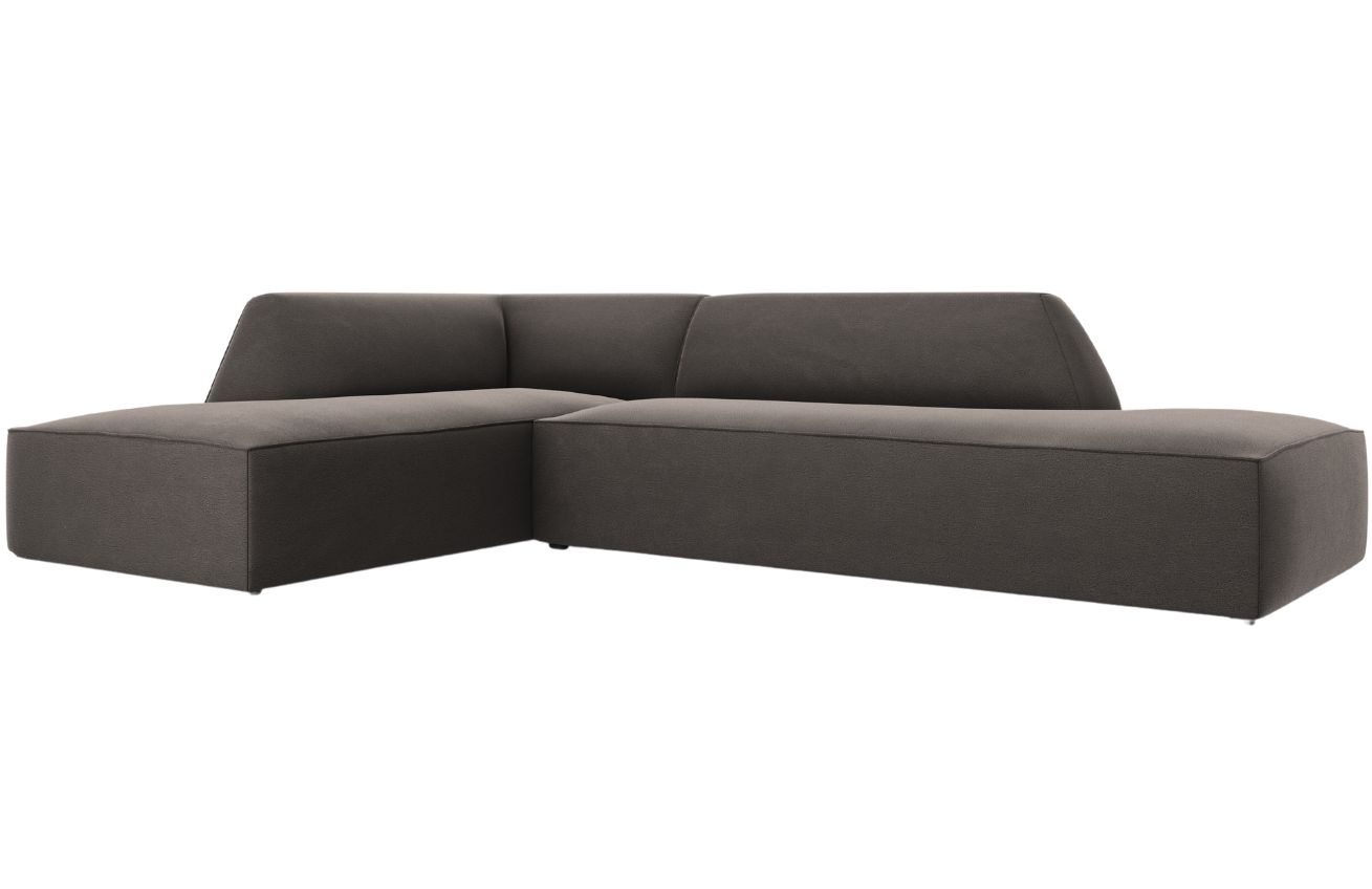 Tmavě &scaron;ed&aacute; sametov&aacute; rohov&aacute; pohovka MICADONI Ruby 273 cm, lev&aacute;