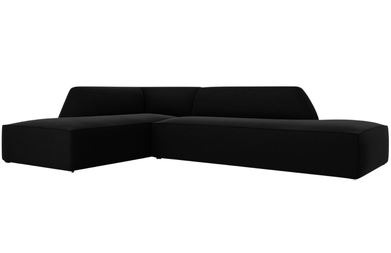 Čern&aacute; sametov&aacute; rohov&aacute; pohovka MICADONI Ruby 273 cm, lev&aacute;