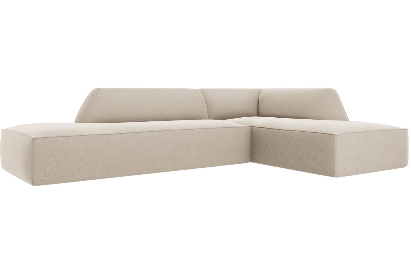 B&eacute;žov&aacute; sametov&aacute; rohov&aacute; pohovka MICADONI Ruby 273 cm, prav&aacute;