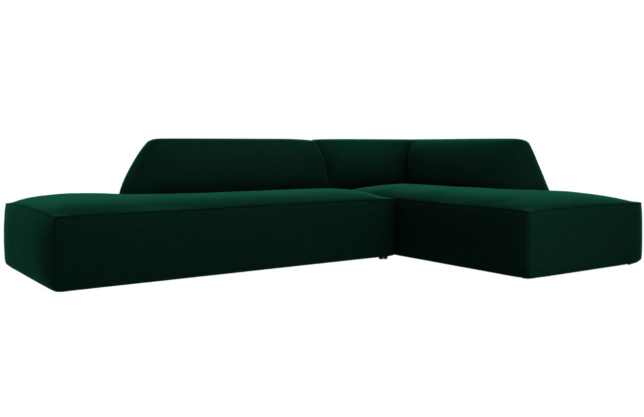 Zelen&aacute; sametov&aacute; rohov&aacute; pohovka MICADONI Ruby 273 cm, prav&aacute;