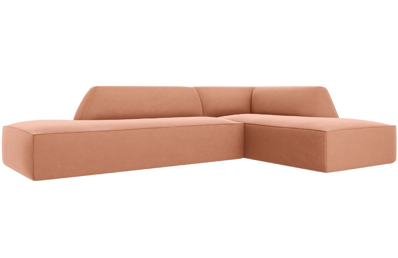 Růžov&aacute; sametov&aacute; rohov&aacute; pohovka MICADONI Ruby 273 cm, prav&aacute;