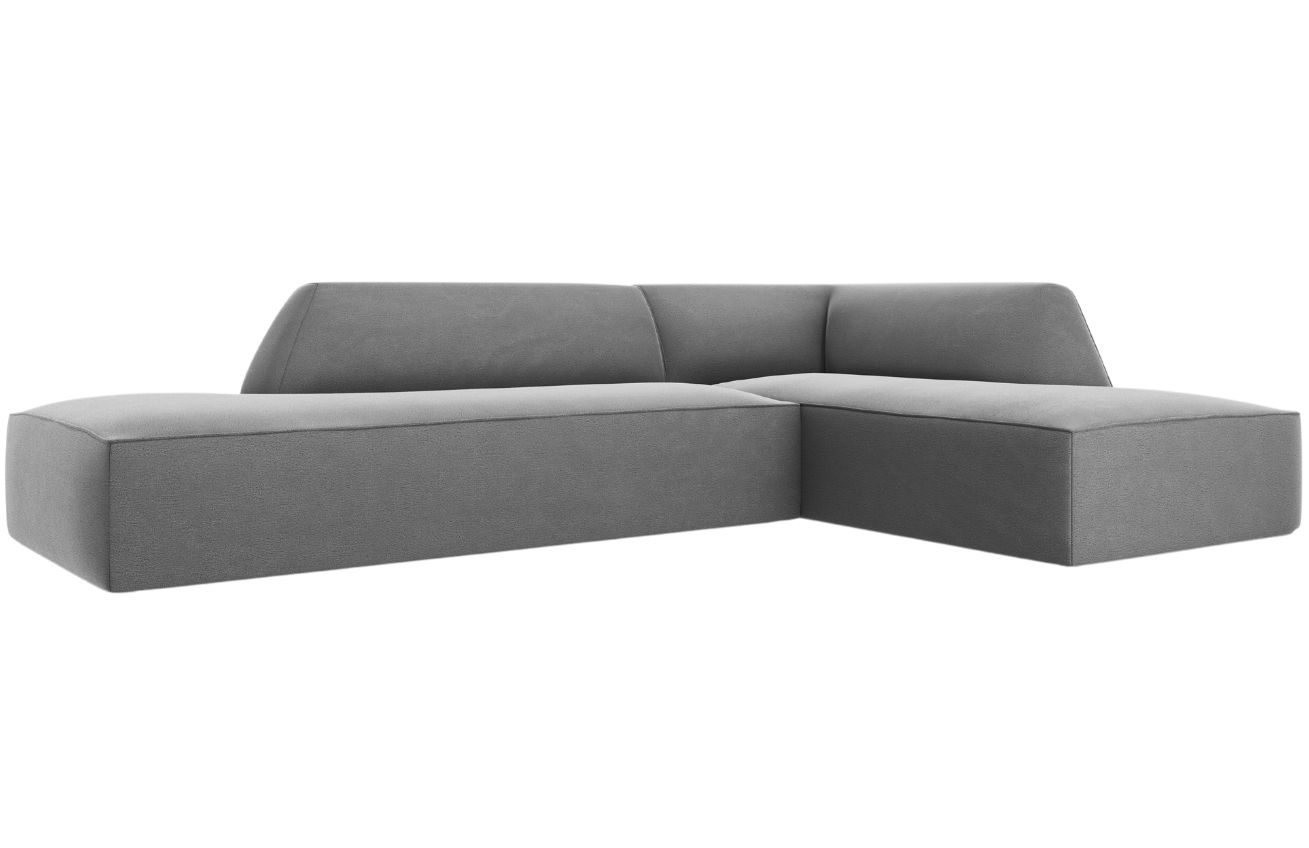 &Scaron;ed&aacute; sametov&aacute; rohov&aacute; pohovka MICADONI Ruby 273 cm, prav&aacute;