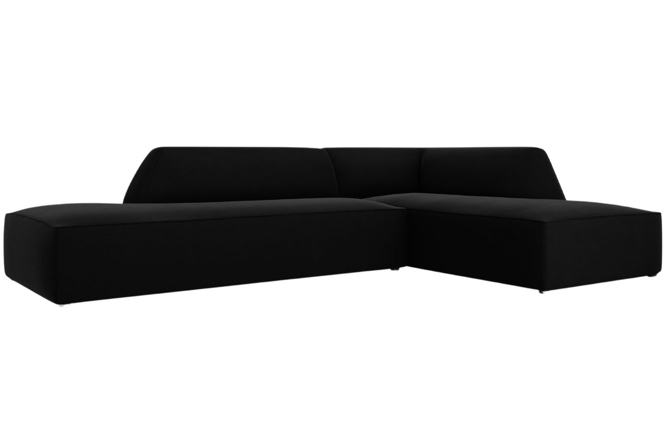 Čern&aacute; sametov&aacute; rohov&aacute; pohovka MICADONI Ruby 273 cm, prav&aacute;