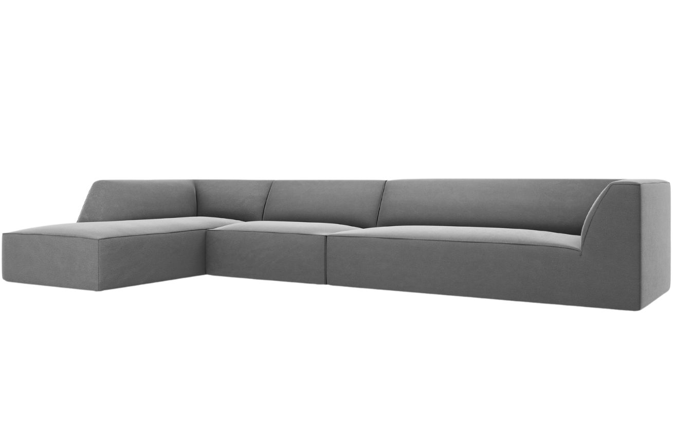 &Scaron;ed&aacute; sametov&aacute; rohov&aacute; pohovka MICADONI Ruby 366 cm, lev&aacute;