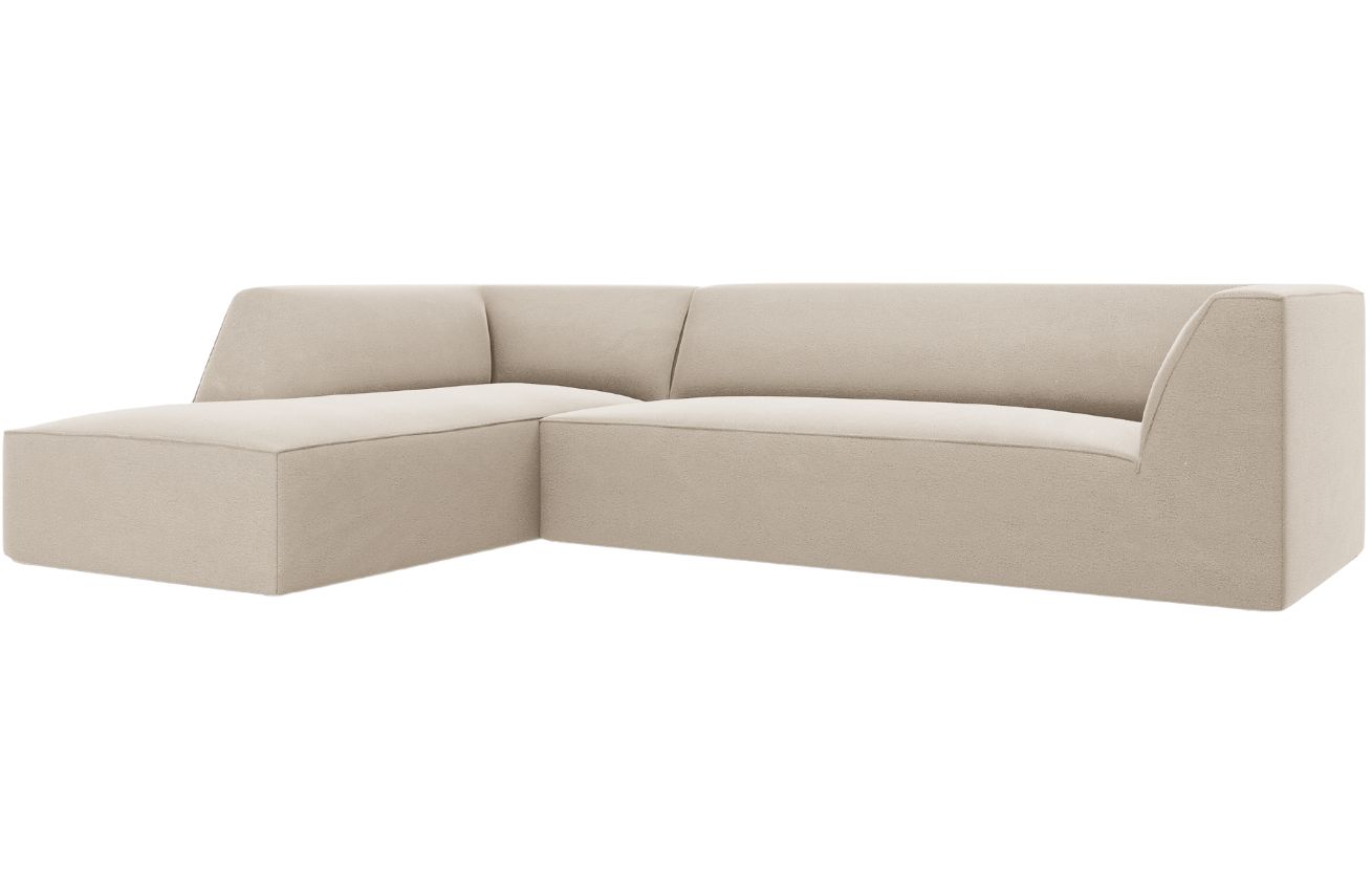 B&eacute;žov&aacute; sametov&aacute; rohov&aacute; pohovka MICADONI Ruby II. 273 cm, lev&aacute;