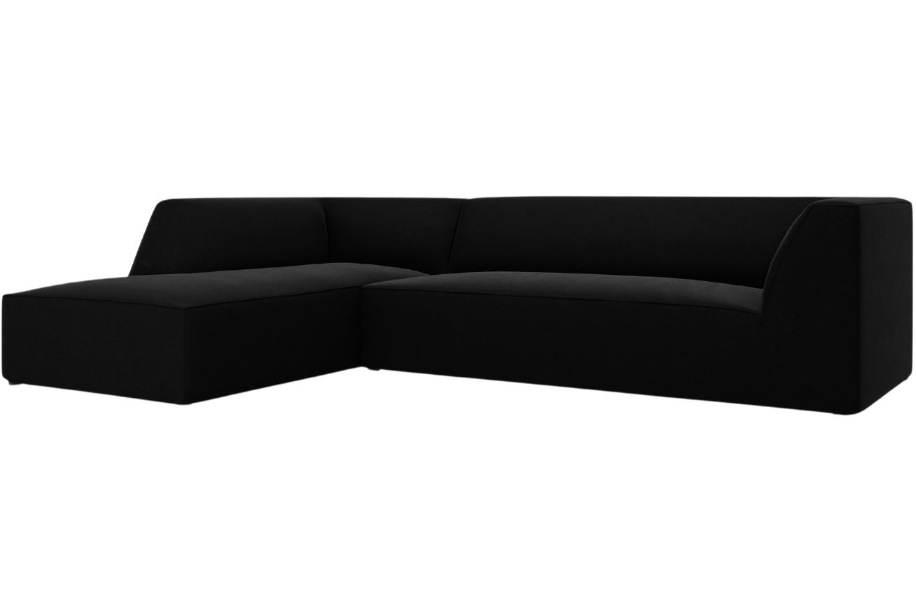 Čern&aacute; sametov&aacute; rohov&aacute; pohovka MICADONI Ruby II. 273 cm, lev&aacute;