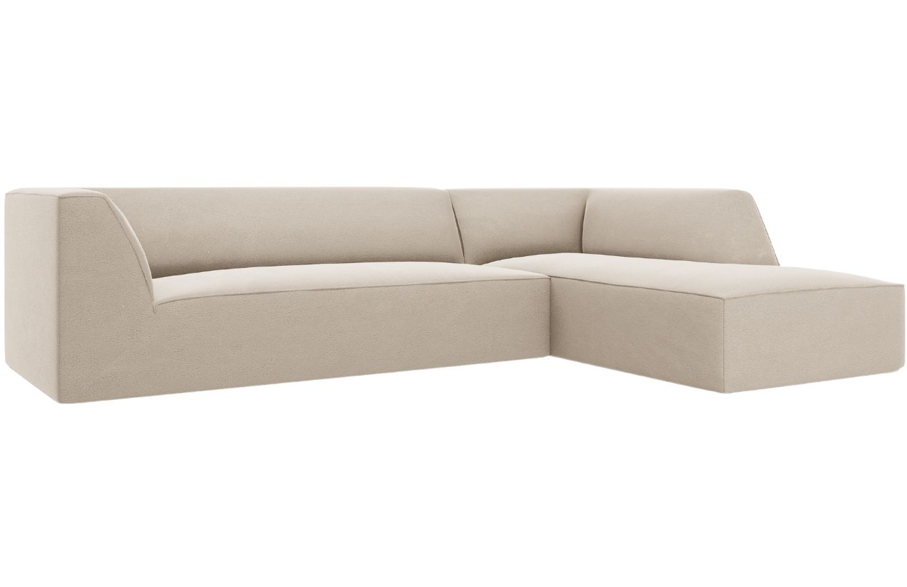 B&eacute;žov&aacute; sametov&aacute; rohov&aacute; pohovka MICADONI Ruby II. 273 cm, prav&aacute;