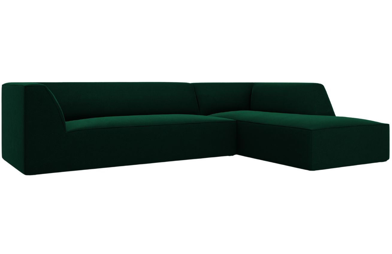 Zelen&aacute; sametov&aacute; rohov&aacute; pohovka MICADONI Ruby II. 273 cm, prav&aacute;