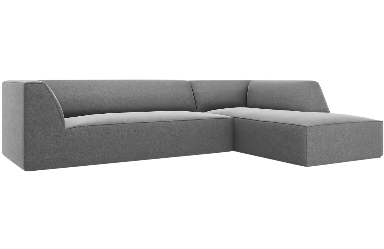 &Scaron;ed&aacute; sametov&aacute; rohov&aacute; pohovka MICADONI Ruby II. 273 cm, prav&aacute;