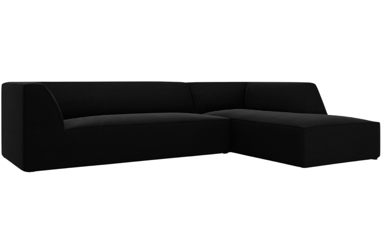 Čern&aacute; sametov&aacute; rohov&aacute; pohovka MICADONI Ruby II. 273 cm, prav&aacute;