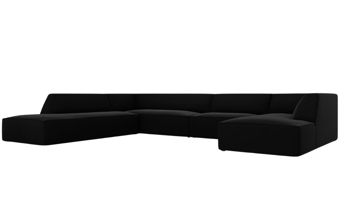 Čern&aacute; sametov&aacute; rohov&aacute; pohovka MICADONI Ruby II. 366 cm, lev&aacute;