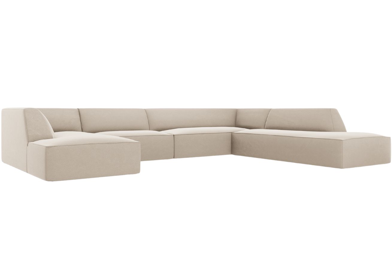 B&eacute;žov&aacute; sametov&aacute; rohov&aacute; pohovka MICADONI Ruby II. 366 cm, prav&aacute;