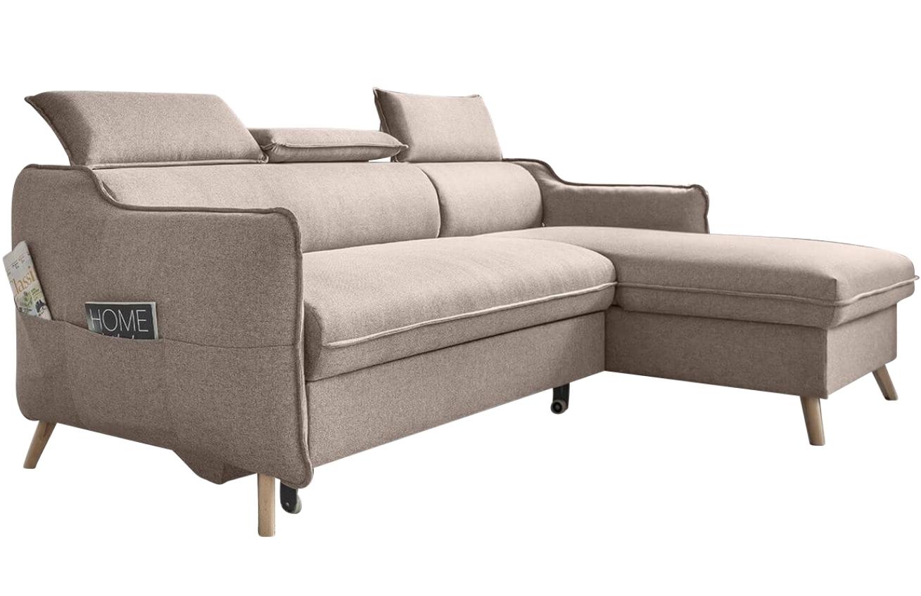 Béžová čalouněná rohová rozkládací pohovka Miuform Sweet Harmony 228 cm, pravá