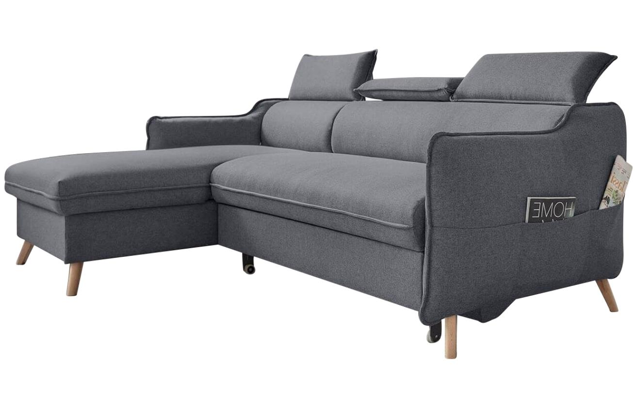 Tmavě šedá čalouněná rohová rozkládací pohovka Miuform Sweet Harmony 228 cm, levá