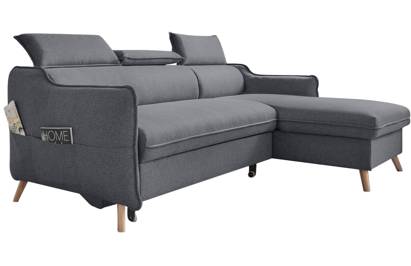 Tmavě šedá čalouněná rohová rozkládací pohovka Miuform Sweet Harmony 228 cm, pravá
