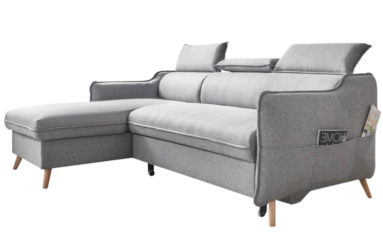 Světle šedá čalouněná rohová rozkládací pohovka Miuform Sweet Harmony 228 cm, levá