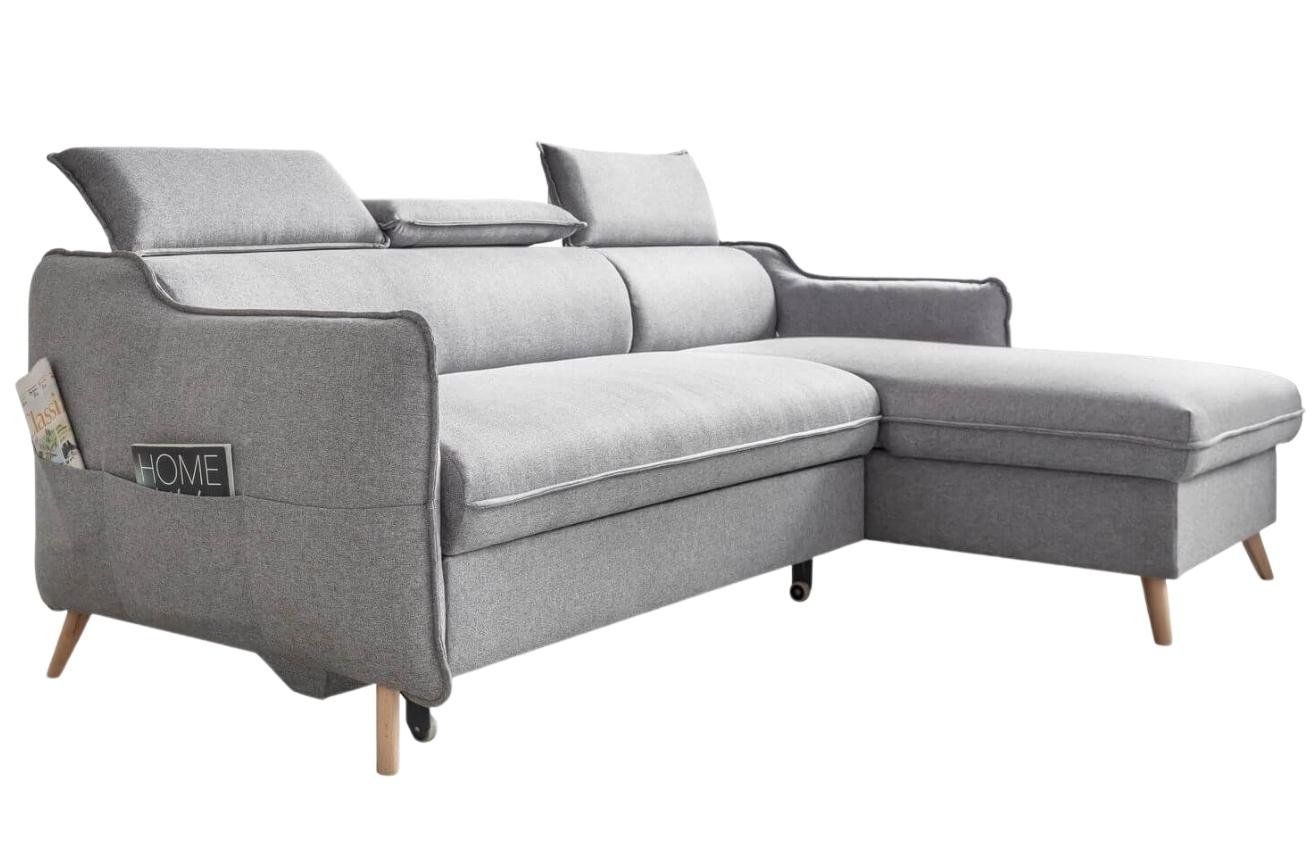 Světle šedá látková rohová rozkládací pohovka Miuform Sweet Harmony 228 cm, pravá