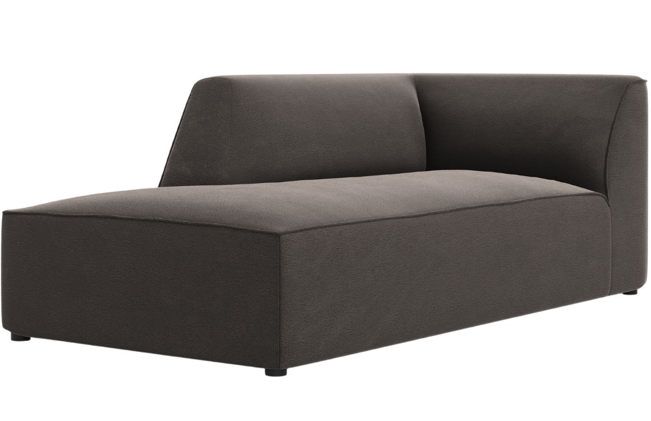 Tmavě šedá sametová lenoška MICADONI Ruby 181 cm, levá