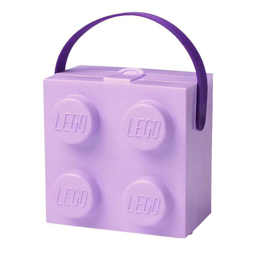 Fialový svačinový box s rukojetí LEGO® Storage 16,5 x 16,5 cm