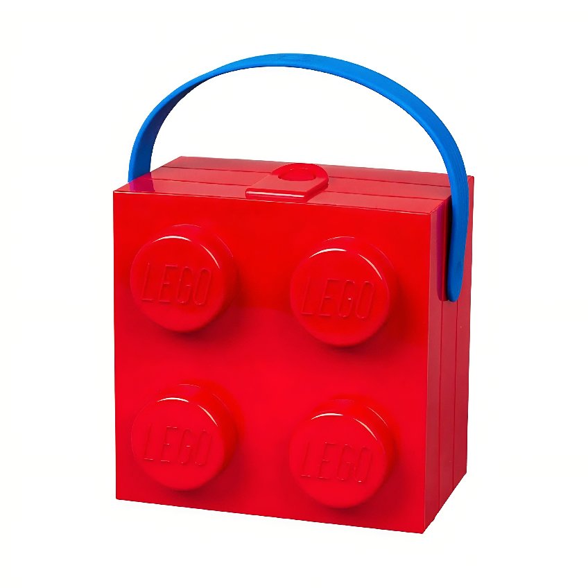 Červený svačinový box s rukojetí LEGO® Storage 16,5 x 16,5 cm
