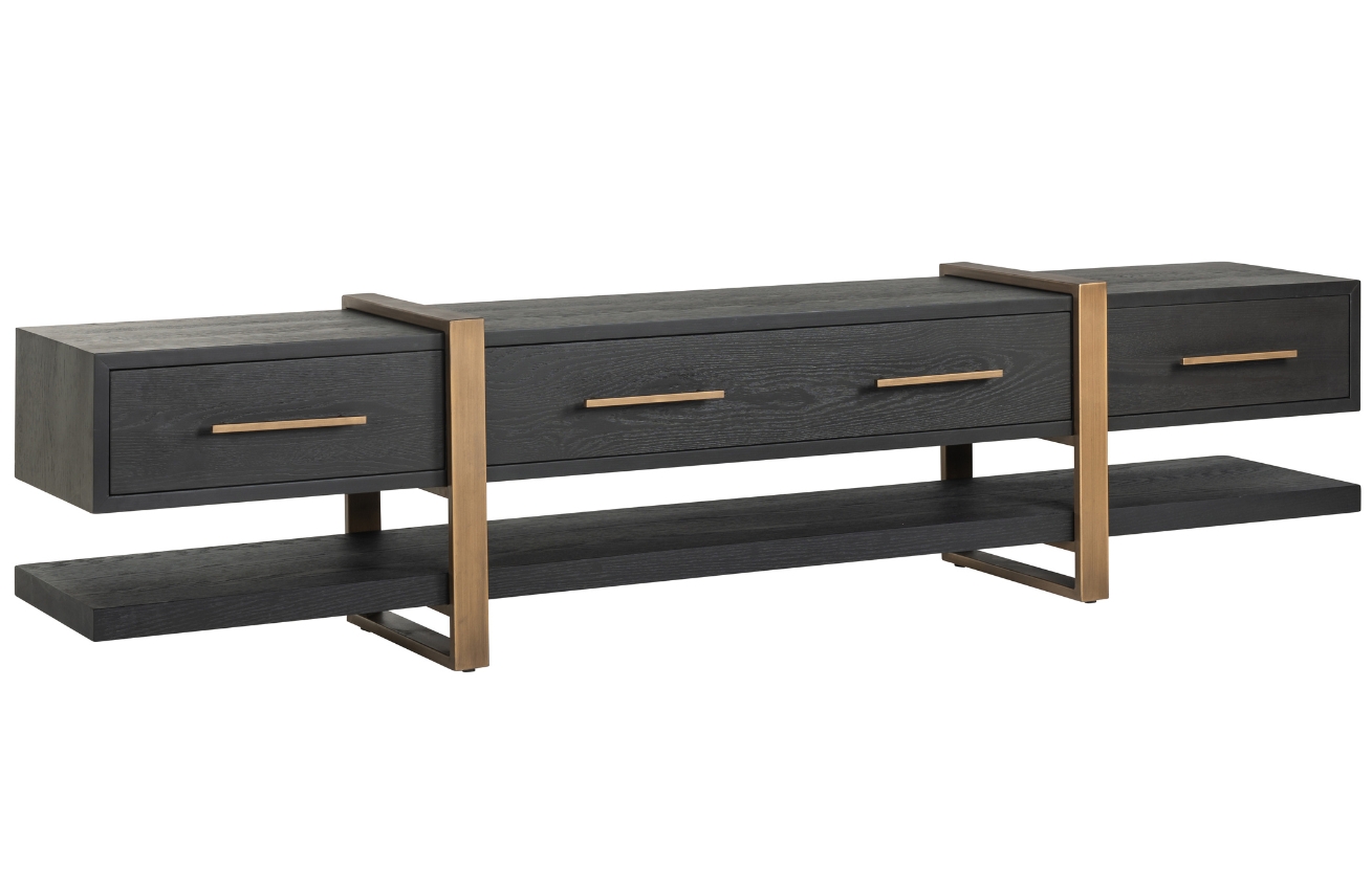 Čern&yacute; dubov&yacute; TV stolek Richmond Cambon 240 x 45 cm