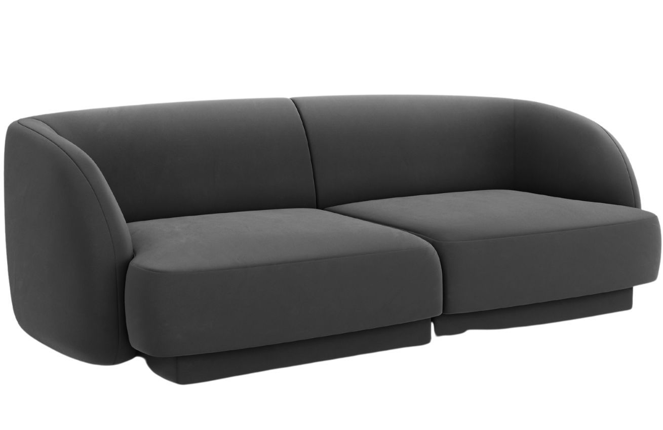 Tmavě &scaron;ed&aacute; sametov&aacute; dvoum&iacute;stn&aacute; pohovka MICADONI Miley 180 cm